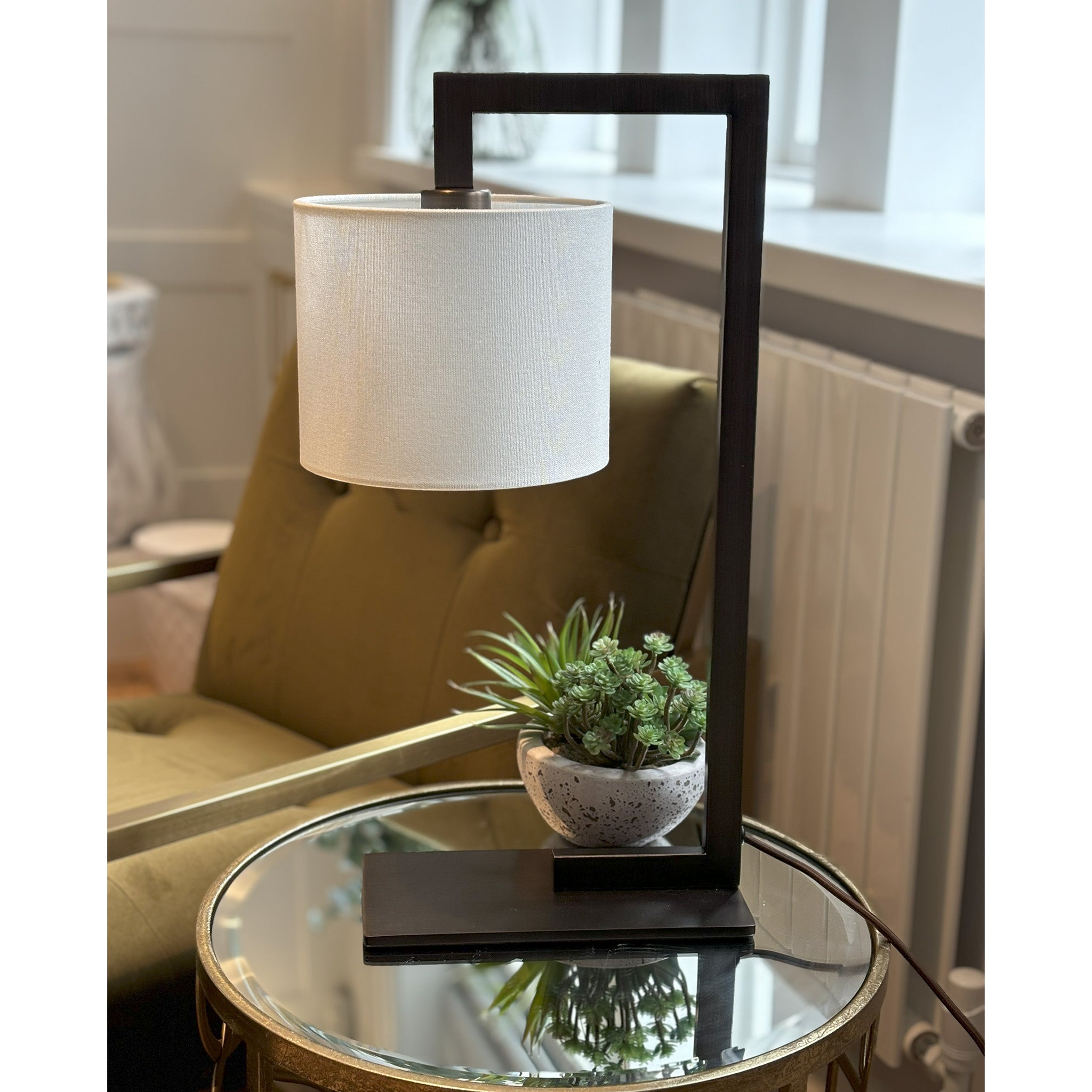 Overarm Table Lamp in Matt Bronze
